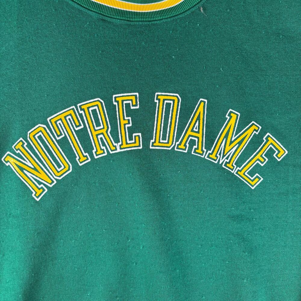 Vintage Notre Dame Champion Products 1960s Nylon Varsity Rare Green XL Sweater - Picture 2 of 9